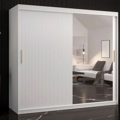 Šatní skříň 200 cm se zrcadlem LONZO 2 - bílá