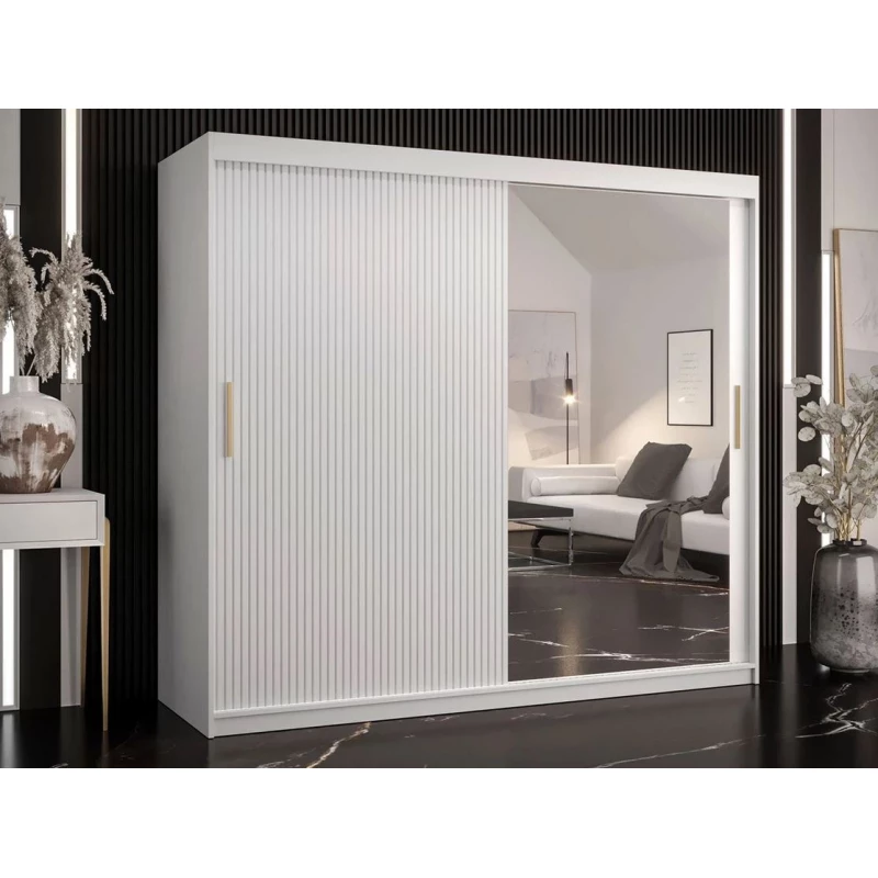 Šatní skříň 200 cm se zrcadlem LONZO 2 - bílá