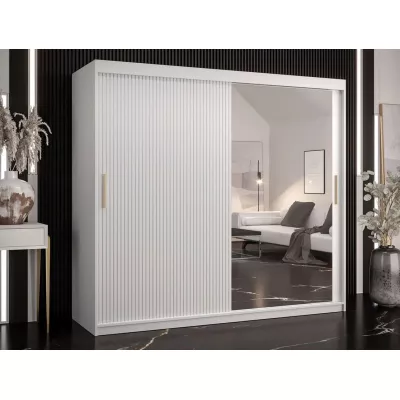 Šatní skříň 200 cm se zrcadlem LONZO 2 - bílá