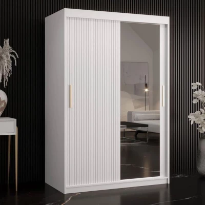 Šatní skříň 120 cm se zrcadlem LONZO 2 - bílá