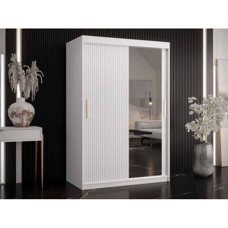 Šatní skříň 120 cm se zrcadlem LONZO 2 - bílá