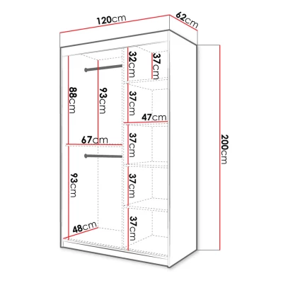 Šatní skříň 120 cm se zrcadlem LONZO 2 - bílá