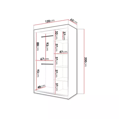 Šatní skříň 120 cm se zrcadlem LONZO 2 - bílá