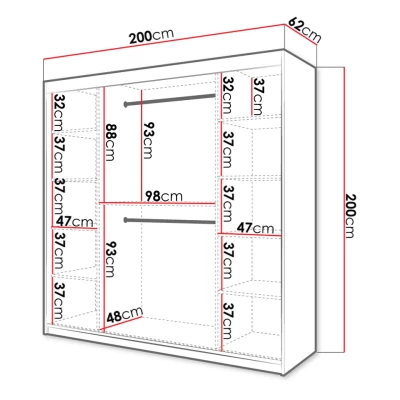 Šatní skříň 200 cm LONZO 1 - bílá