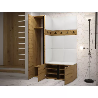 Stěna do předsíně s čalouněnými panely 42x42 SELAND 9 - bílá / světlá béžová