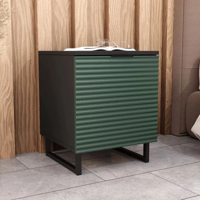 Stolek k posteli OVERTON - černý grafitový / zelený