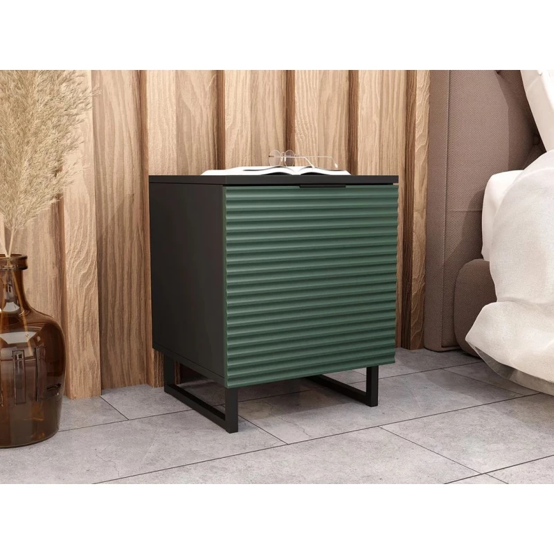 Stolek k posteli OVERTON - černý grafitový / zelený