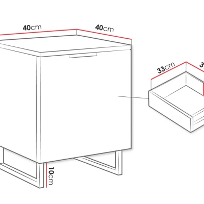 Stolek k posteli OVERTON - černý grafitový / zelený