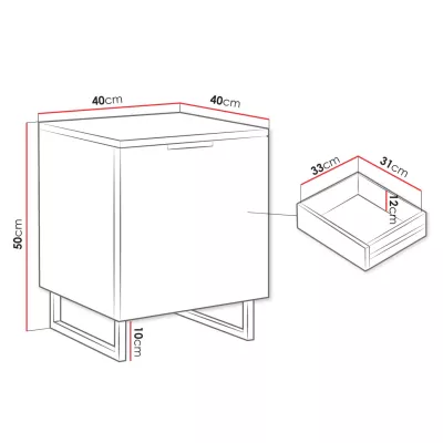Stolek k posteli OVERTON - černý grafitový / zelený