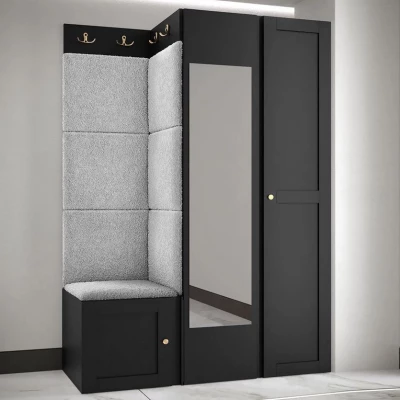 Předsíňová stěna se zrcadlem MALIA 6 - černá / šedá