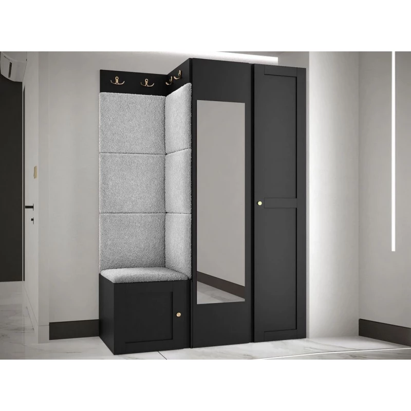 Předsíňová stěna se zrcadlem MALIA 6 - černá / šedá