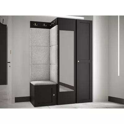 Předsíňová stěna se zrcadlem MALIA 6 - černá / šedá