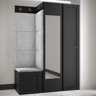 Předsíňová stěna se zrcadlem MALIA 6 - černá / šedá