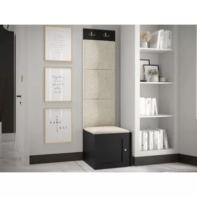 Stěna do chodby se sedacím botníkem MALIA 4 - černá / světlá béžová