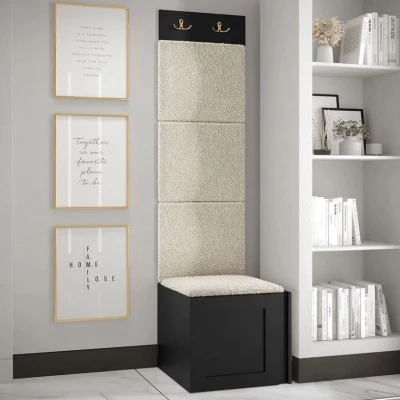 Stěna do chodby se sedacím botníkem MALIA 4 - černá / světlá béžová