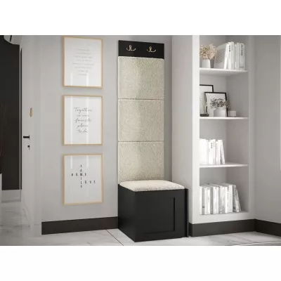 Stěna do chodby se sedacím botníkem MALIA 4 - černá / světlá béžová