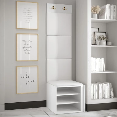 Stěna do chodby se sedacím botníkem MALIA 4 - černá / světlá béžová