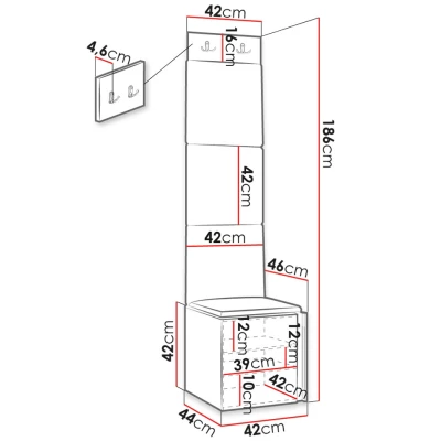 Stěna do chodby se sedacím botníkem MALIA 4 - černá / světlá béžová