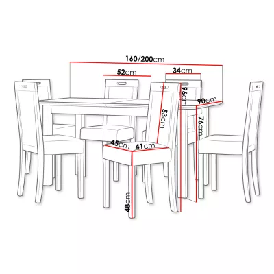 Jídelní sestava s rozkládacím stolem ADELBITE 2 - ořech / béžová
