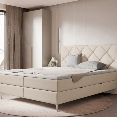 Kontinentální dvojlůžková postel 140x200 ARMADO - béžová / stříbrné nožky