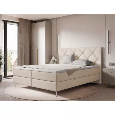Kontinentální dvojlůžková postel 140x200 ARMADO - béžová / stříbrné nožky
