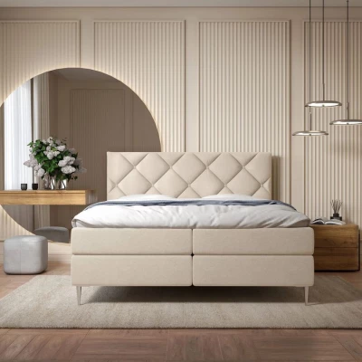 Kontinentální dvojlůžková postel 140x200 ARMADO - béžová / stříbrné nožky