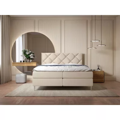 Kontinentální dvojlůžková postel 140x200 ARMADO - béžová / stříbrné nožky