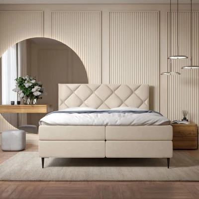 Kontinentální dvojlůžková postel 160x200 ARMADO - béžová / černé nožky