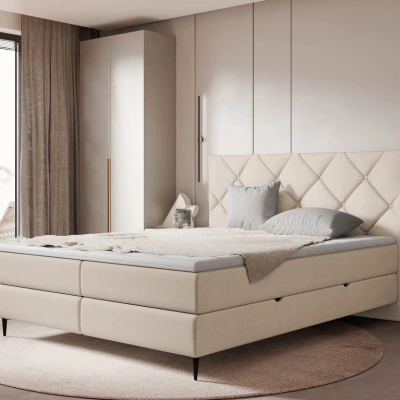 Kontinentální dvojlůžková postel 140x200 ARMADO - béžová / černé nožky