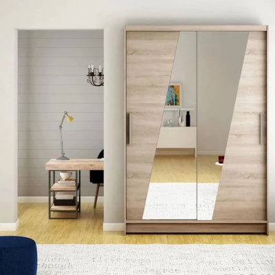 Šatní skříň se zrcadlem 120 GASPARA 8 - dub lanýž