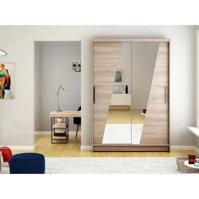 Šatní skříň se zrcadlem 120 GASPARA 8 - dub lanýž