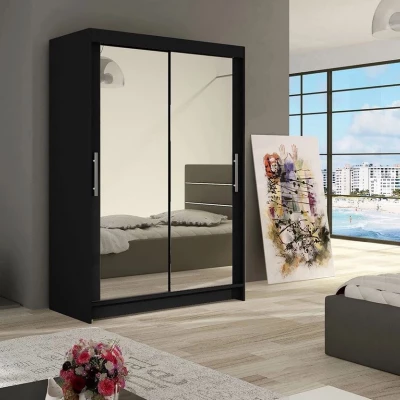 Úzká šatní skříň 120 cm se zrcadlem GASPARA 7 - černá