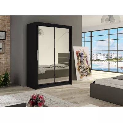 Úzká šatní skříň 120 cm se zrcadlem GASPARA 7 - černá