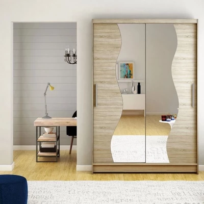 Úzká šatní skříň 120 cm se zrcadlem GASPARA S - dub sonoma