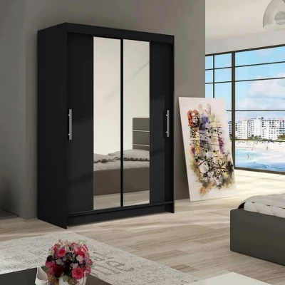 Šatní skříň se zrcadlem 120 cm GASPARA 2 - černá