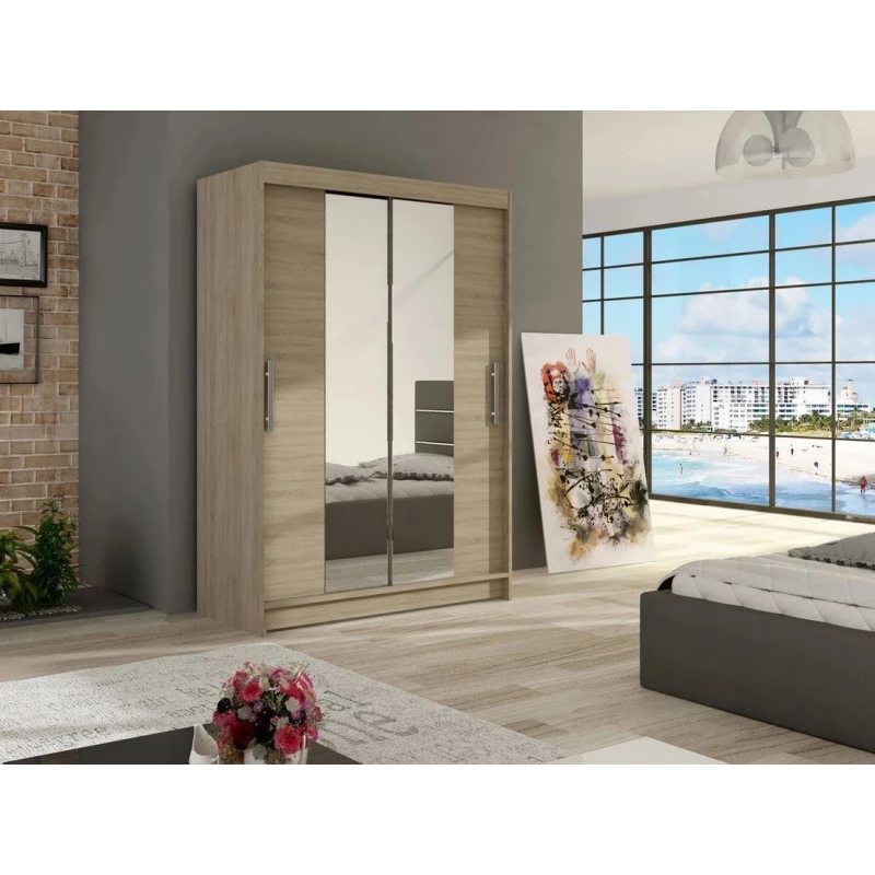 Šatní skříň se zrcadlem 120 cm GASPARA 2 - dub sonoma