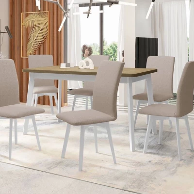 Moderní jídelní sestava 6+1 ADELBITE 10 - dub sonoma / bílá / béžová