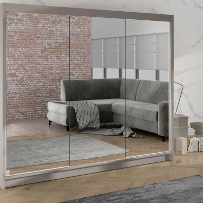 Široká šatní skříň 200 cm se zrcadlem SANARE 3 - kašmír