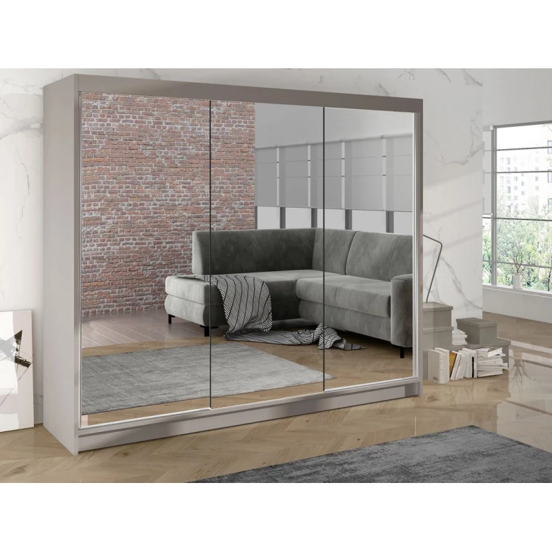 Široká šatní skříň 200 cm se zrcadlem SANARE 3 - kašmír