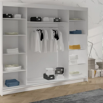 Široká šatní skříň 200 cm se zrcadlem SANARE 3 - kašmír