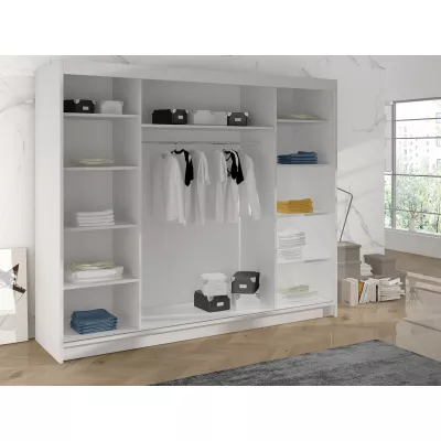 Široká šatní skříň 200 cm se zrcadlem SANARE 3 - kašmír