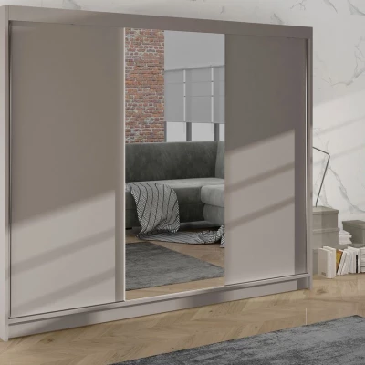 Široká zrcadlová šatní skříň 200 cm SANARE 1 - kašmír