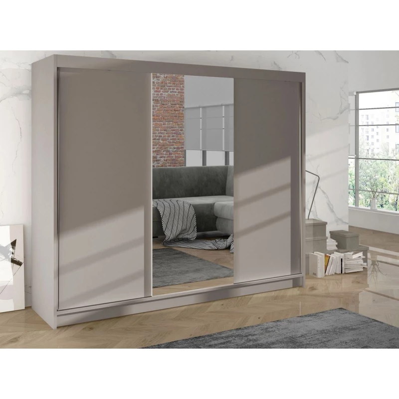 Široká zrcadlová šatní skříň 200 cm SANARE 1 - kašmír