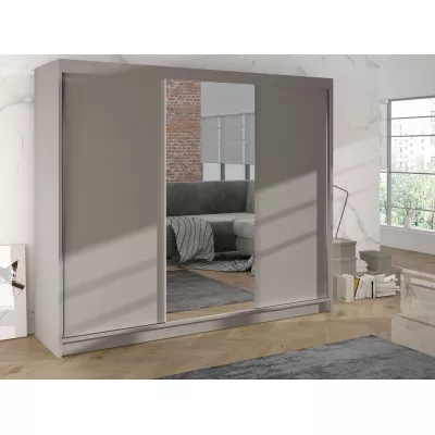 Široká zrcadlová šatní skříň 200 cm SANARE 1 - kašmír