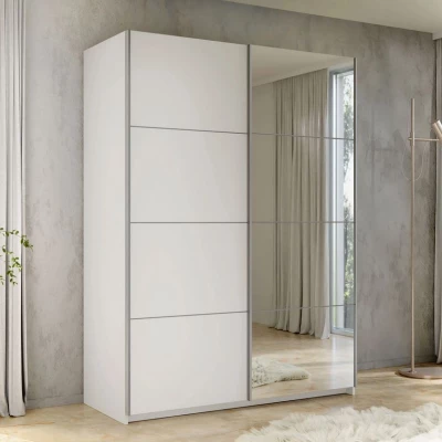 Zrcadlová šatní skříň 150 cm MILVEA - bílá