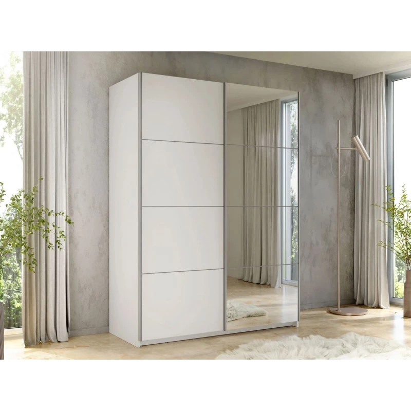 Zrcadlová šatní skříň 150 cm MILVEA - bílá