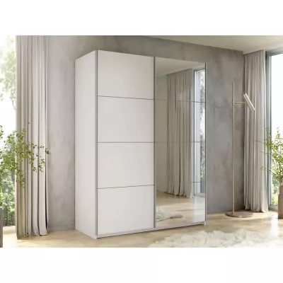 Zrcadlová šatní skříň 150 cm MILVEA - bílá