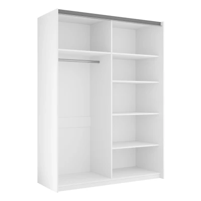 Zrcadlová šatní skříň 150 cm MILVEA - bílá