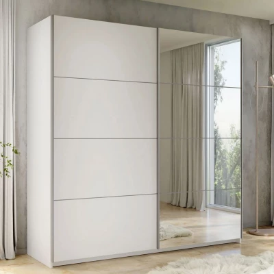Zrcadlová šatní skříň 200 cm MILVEA - bílá