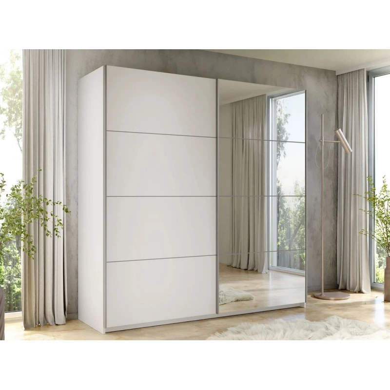 Zrcadlová šatní skříň 200 cm MILVEA - bílá